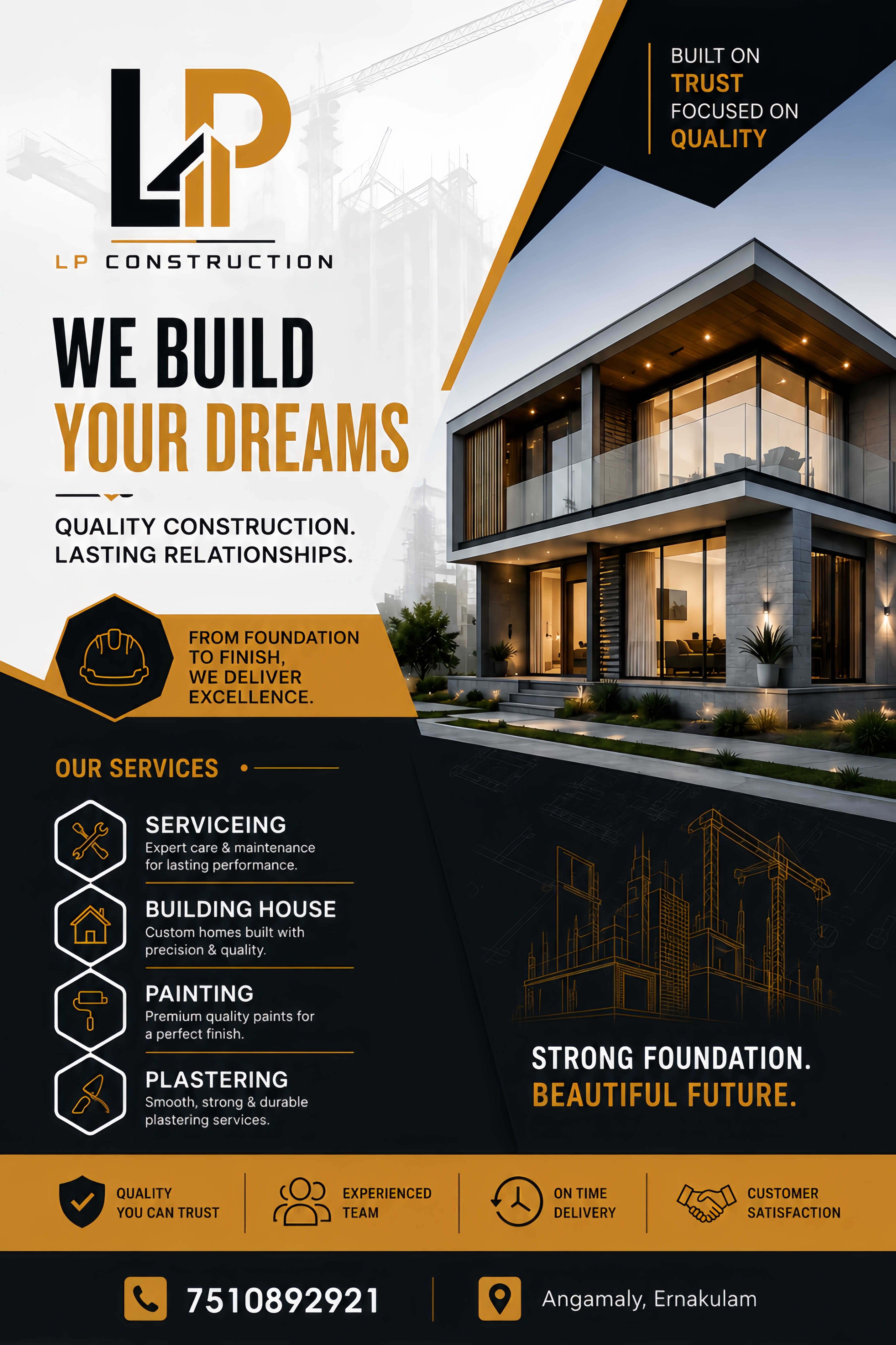 LP Construction brand poster design